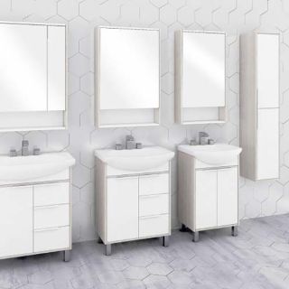 Зеркальный шкаф Акватон Рико 80см белый/ясень фабрик 1A215302RIB90